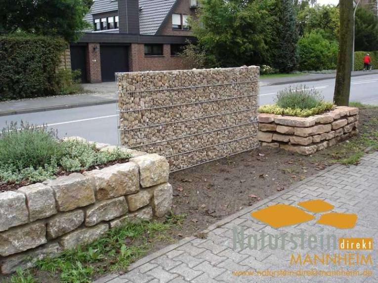 Profi-Systemgabione Erweiterungselement 10 cm breit Höhe 64 cm Länge 253 cm mit Fussplatte
