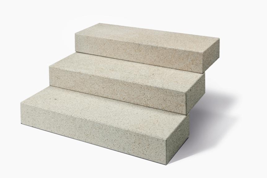 Blockstufen Granit "SUN" (gelb-grau) -gestockt-