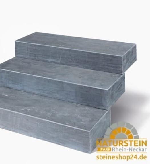 Blockstufen Kalkstein "ATLANTIS" (dunkelblau-gräulich) 15x35x100cm