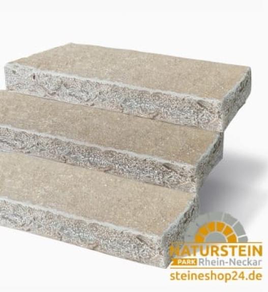 Blockstufen Kalkstein "MARRAKESCH" (ocker-beige) 14x35x100cm