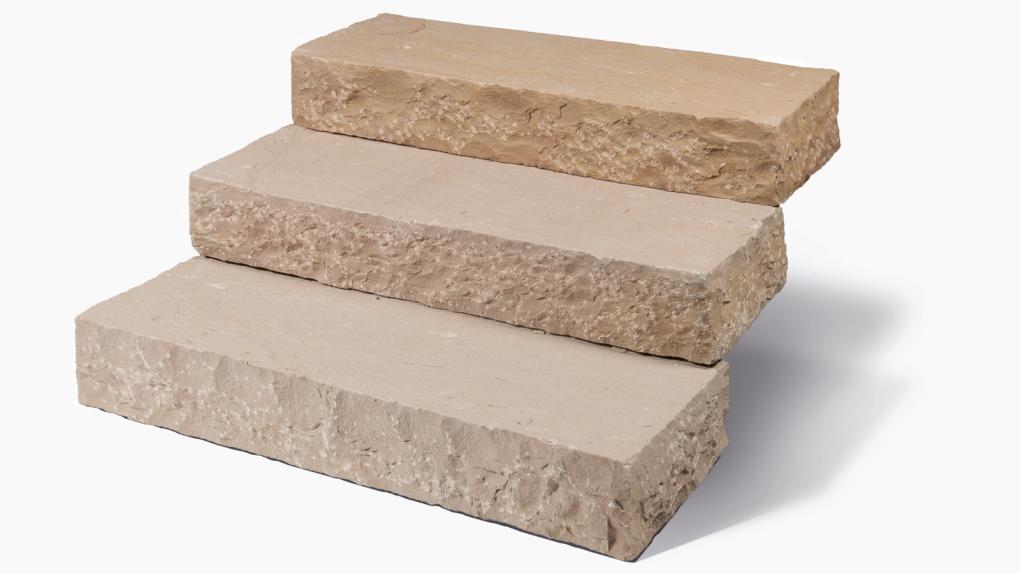 Blockstufen Sandstein "MANDALA" (gelb-hellbeige)