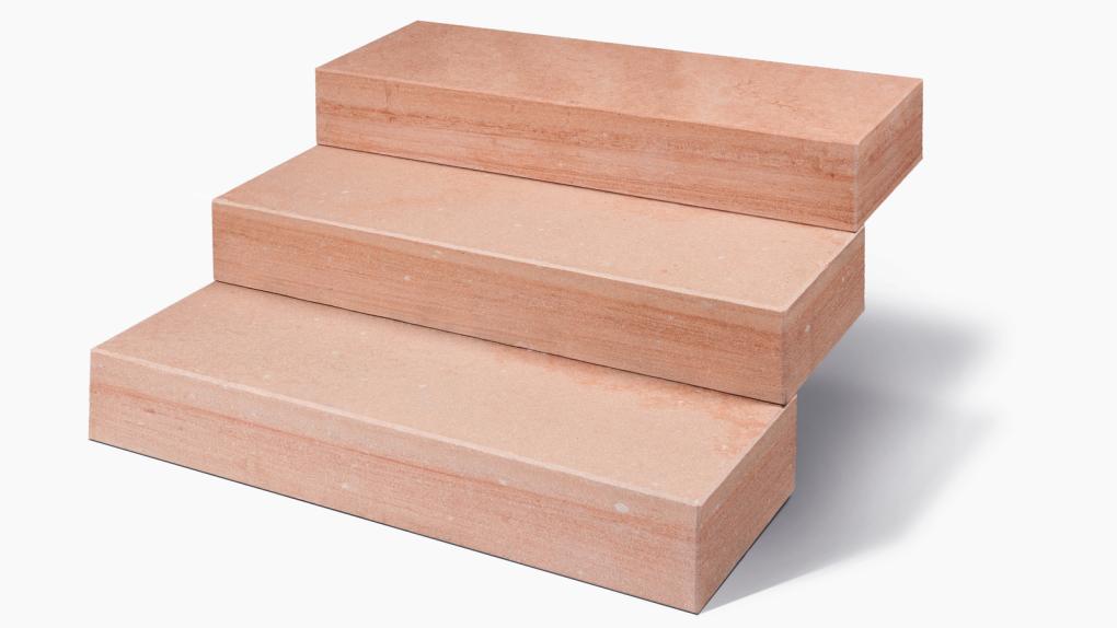 Blockstufen Sandstein "ARAVALLI"  (terracotta-orange) -geflammt- 15x35x100cm