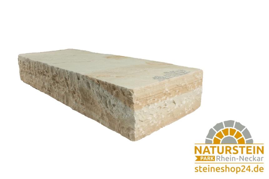 Blockstufen Sandstein "LEMON-MINT" (hellbeige-mint)