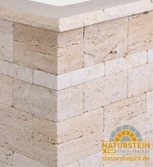 Kastellmauersteine Travertin "VANILLA" (creme-beige)