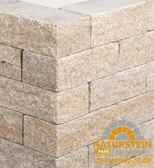 Klostermauersteine Granit "SUN" (gelb-grau) 15x20x40cm