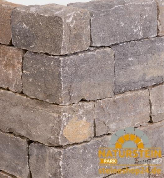 Mauersteine Muschelkalk "SILVERSUN" (grau-braun-beige)