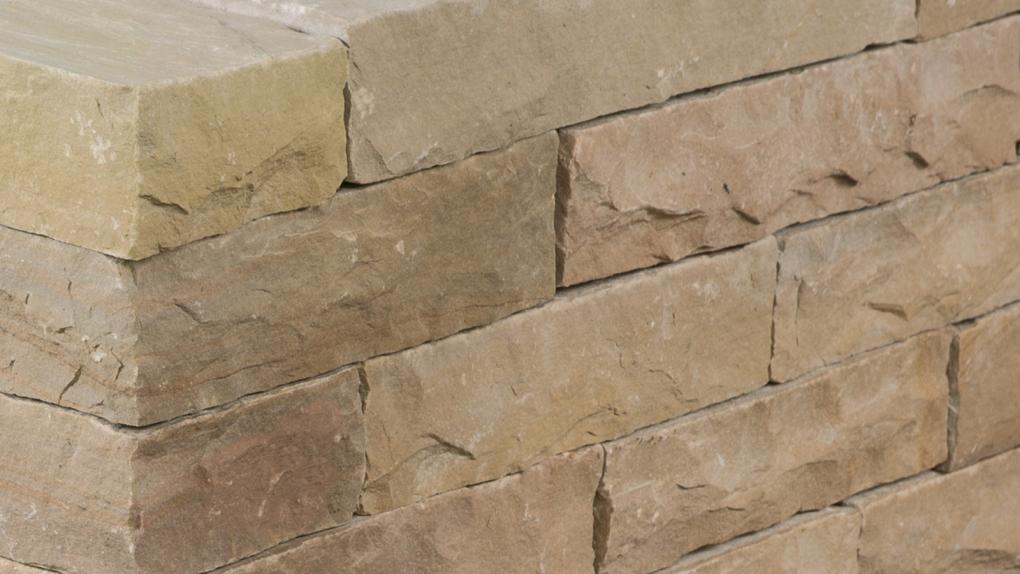 Verbundmauersteine Sandstein "MANDALA" (gelb-hellbeige)
