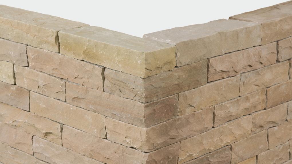 Verbundmauersteine Sandstein "MANDALA" (gelb-hellbeige)