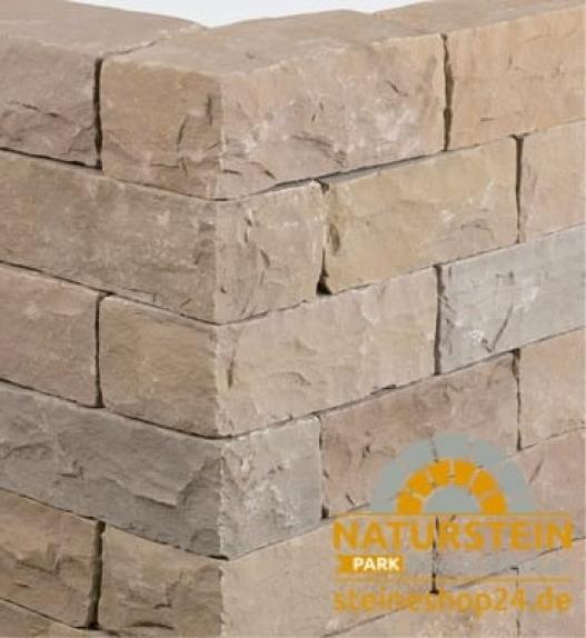 Mauersteine Sandstein "SAHARA" (beige-sand-grau-braun) 15x20x30-50cm