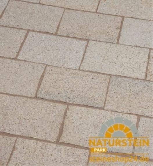 Pflasterplatten Granit "SUN Ambiente" (gelb-grau) -gestockt-