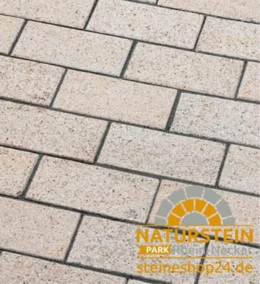 Pflasterplatten Granit "SUN EXACTA" (gelb-grau) -gestockt- 50x20x8 cm