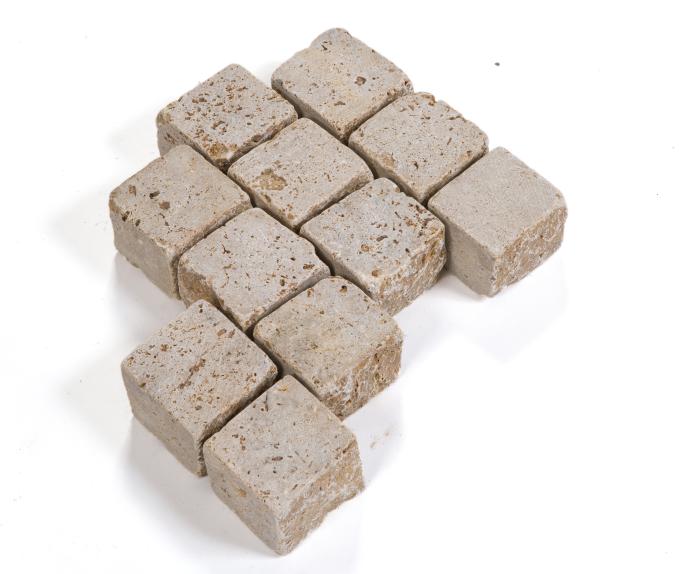 Pflastersteine Travertin "NOCE TOROSA" (hellbraun) 10x10x8 cm