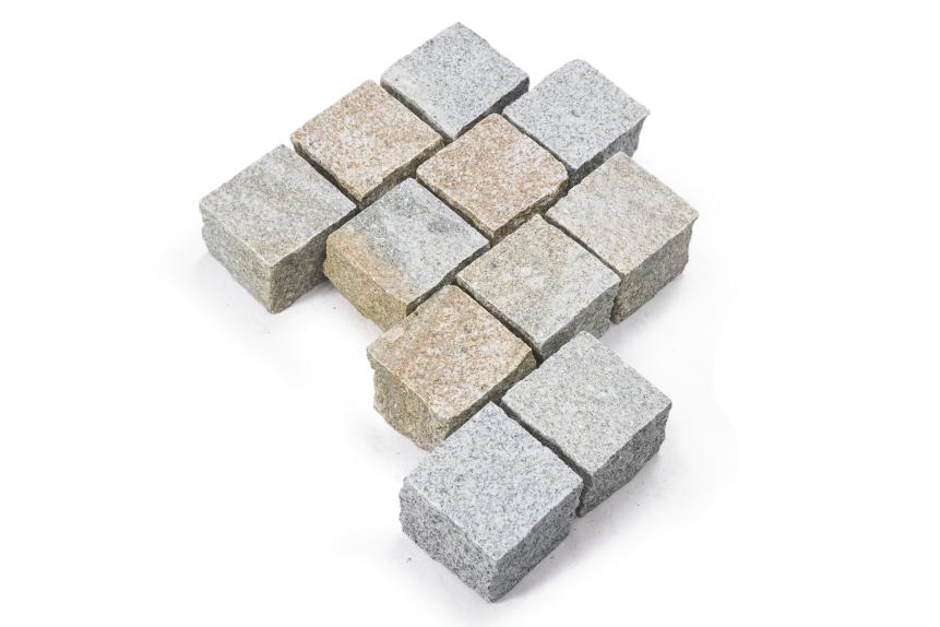 Pflastersteine Granit "GLORIA" (gelb-braun-grau) 10x10x8cm