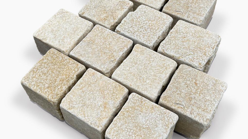 Pflastersteine Kalkstein "CLEOPATRA" (beige-gelb) 10x10x8cm