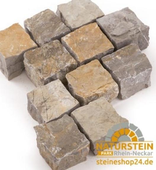 Pflastersteine Kalkstein "LISCO MEDITERRANO" (grau-beige) 9x9x7 cm