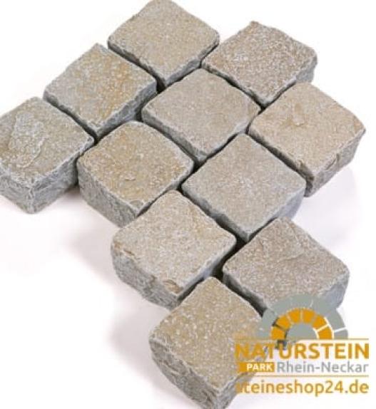 Pflastersteine Kalkstein "MARRAKESCH" (ocker-beige) 10x10x7-9 cm