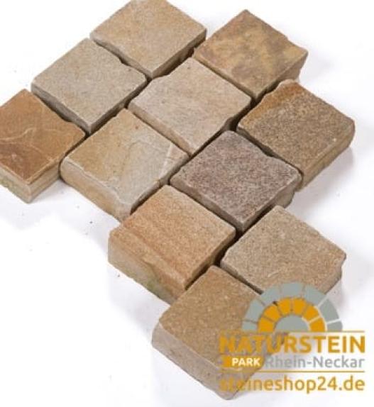Pflastersteine Quarzit "LIMBO GOLD" (gold-gelb-gemischt) 10x10x7-9 cm