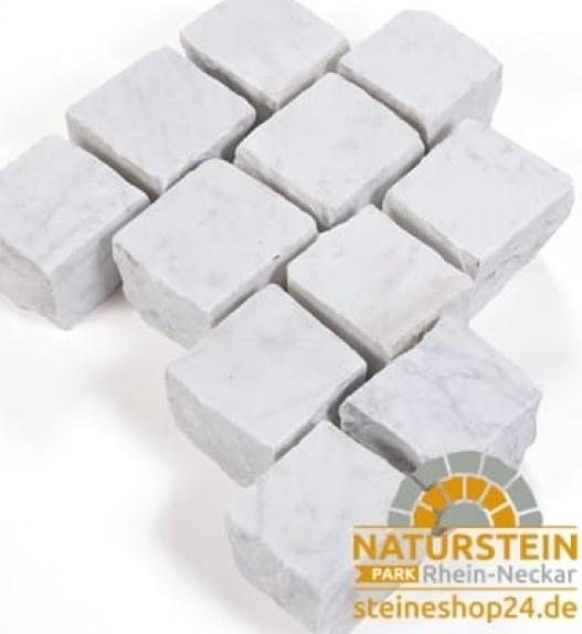 Pflastersteine Marmor "CARRARA" (weiss-grau)