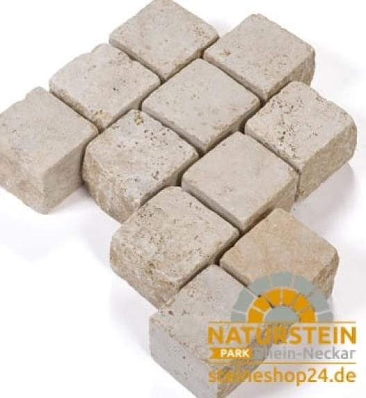 Pflastersteine Travertin "ARAGON ANTIK" (braun-beige) 10x10x8cm