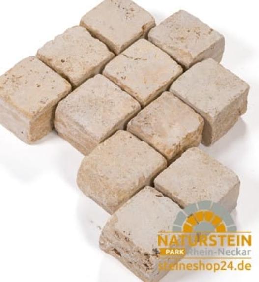 Pflastersteine Travertin "DORATO" (gelb-beige) 10x10x8cm