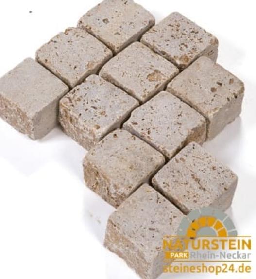Pflastersteine Travertin "NOCE TOROSA" (hellbraun) 10x10x8 cm