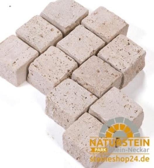Pflastersteine Travertin "VANILLA" (creme-beige) 10x10x8cm