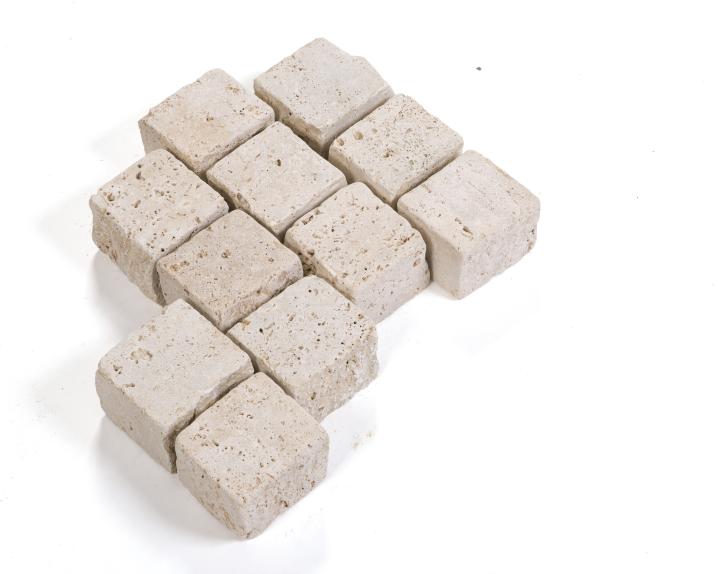 Pflastersteine Travertin "VANILLA" (creme-beige) 10x10x8cm