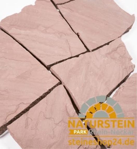 Polygonalplatten Sandstein "WESER SANDSTEIN" (dunkelrot) ca. 3-6cm Stärke
