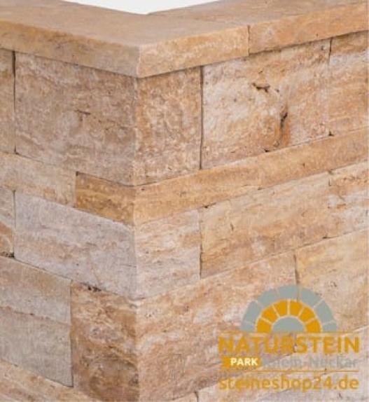 Schlossmauersteine Travertin "DORATO" (gold-gelb-beige)