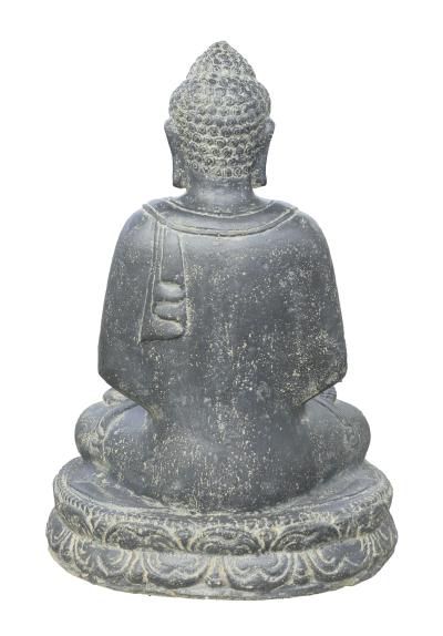 Preview: Sitzender Buddha, Indien, Kunststein, handgefertigt und bemalt, Höhe 80cm