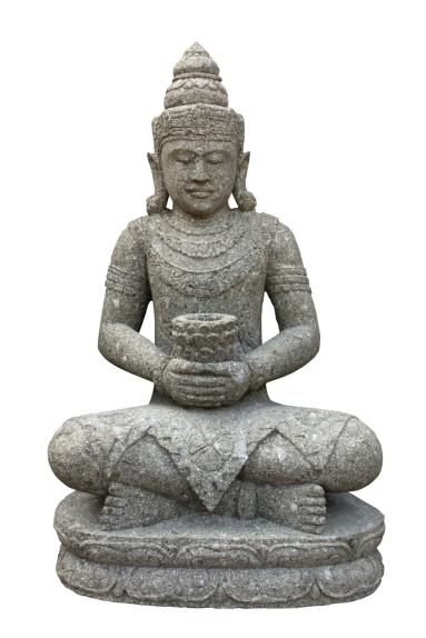 Sitzender Buddha-Laos Stil-Naturstein-Steinmetzarbeit-Höhe 115cm