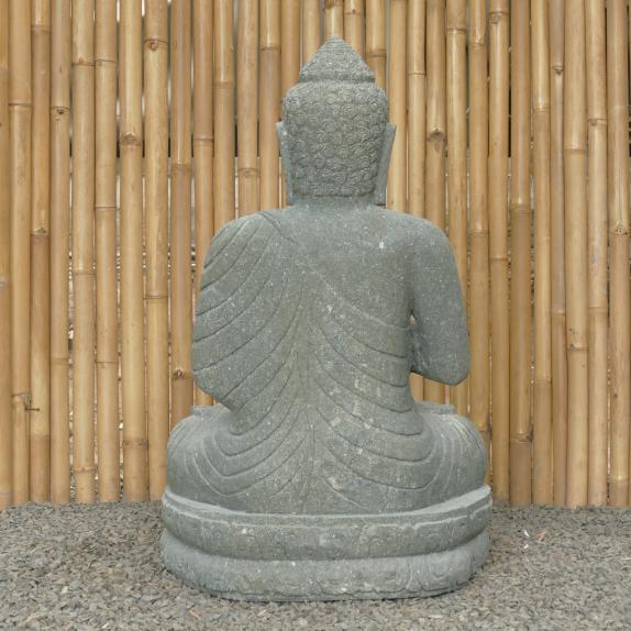 Preview: Sitzender Buddha, Naturstein (Basanit) Steinmetzarbeit, Höhe 100cm