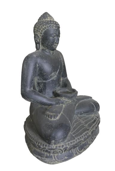 Preview: Sitzender Buddha mit Schale als Wasserspiel, Höhe 50 cm