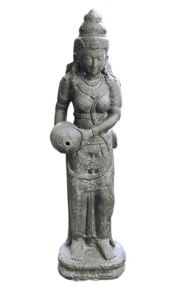 Steinfigur Stehende Dewi Sri als Wasserspiel, Kunststein