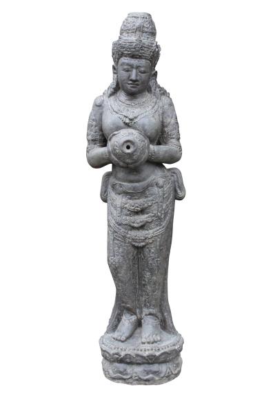 Steinfigur Stehende Dewi Sri als Wasserspiel, Kunststein