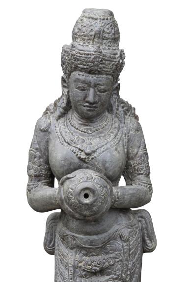 Steinfigur Stehende Dewi Sri als Wasserspiel, Kunststein