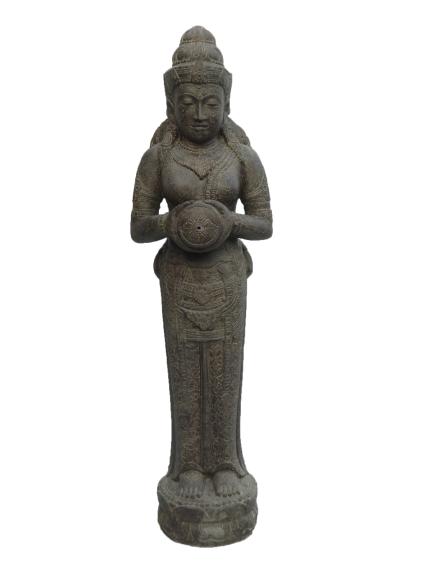 Steinfigur Stehende Dewi Sri als Wasserspiel, Kunststein