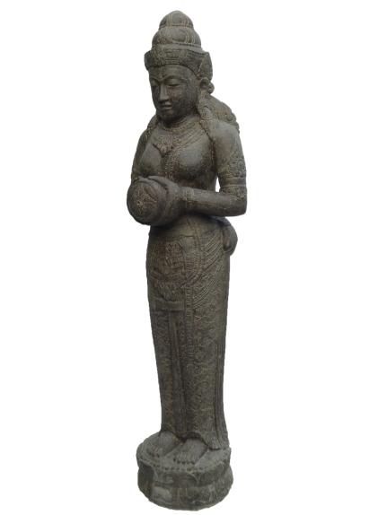Steinfigur Stehende Dewi Sri als Wasserspiel, Kunststein