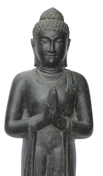 Preview: Stehender Buddha, Indien, Steinguss Höhe 192cm