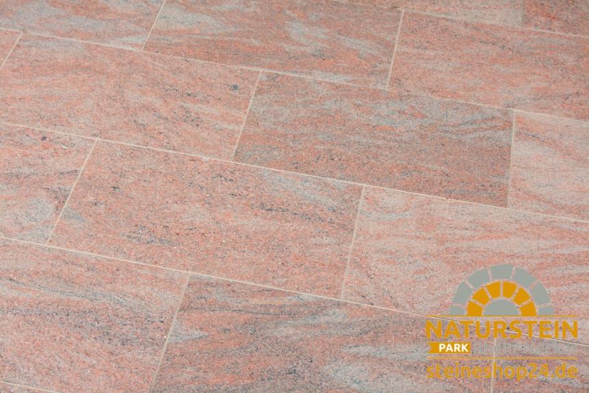 Terrassenplatten Gneis "MIRA" (rot, gewolkt) -satiniert-