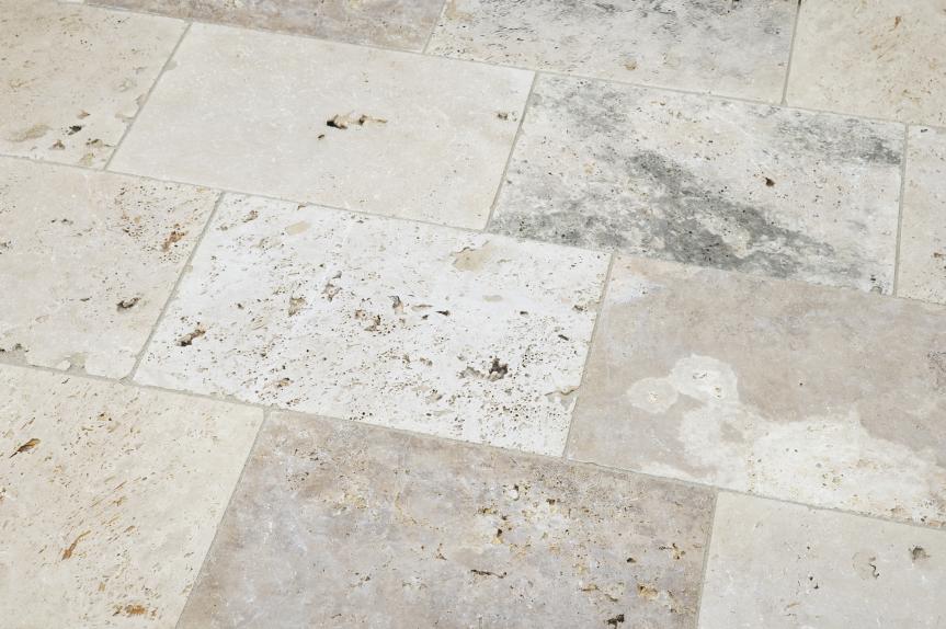Terrassenplatten Travertin "COLORATO" (beige-grau-braun) -antik-