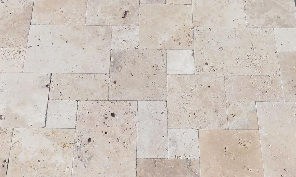 Terrassenplatten Travertin "COLORATO" (beige-grau-braun) -antik-