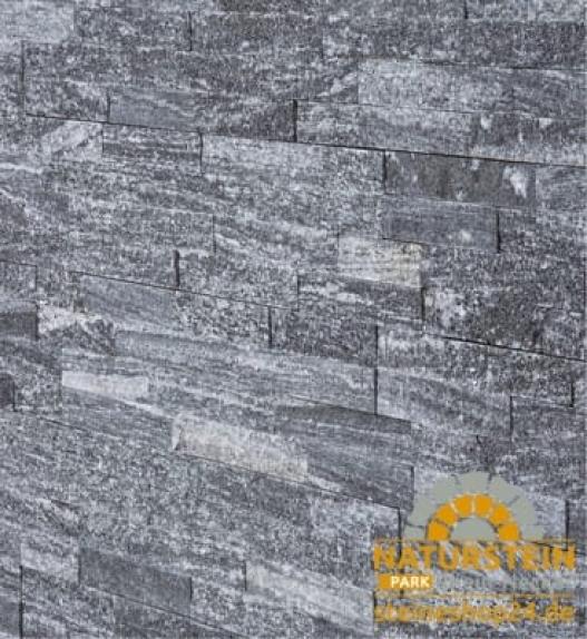 Verblendsteine Gneis "NEGRO SANTIAGO" (anthrazit-gebändert) 55/60x12x1,5-2,5cm
