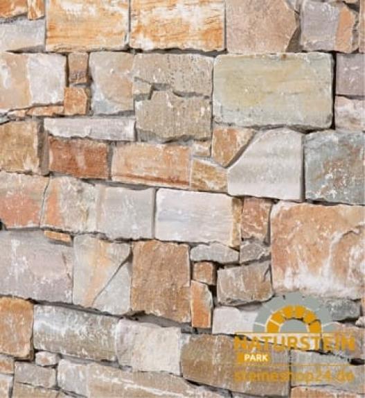 Verblendsteine Quarzit "ANTIGUA ROX" (gold-rotbraun) 56/61x15,2x2-4cm