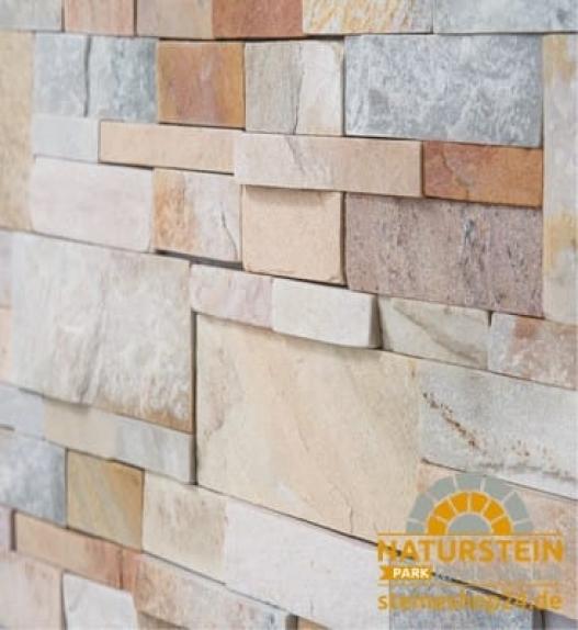 Verblendsteine Quarzit "GIALLO" (gelbgrau) 50/55x20x2,5-3,5cm