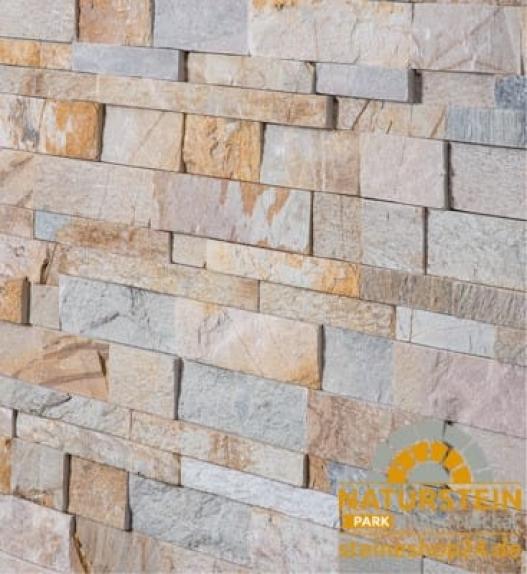 Verblendsteine Quarzit "INKA" (gelbgrau) 55/60x15x2,5-3,5cm