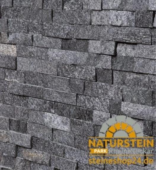Verblendsteine Quarzit "MAGMA" (schwarz) 55/60x15x2,5-3,5cm
