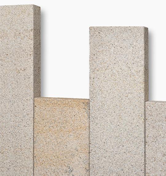 Palisaden Granit "SUN BUSHY" (rot-gelb-grau) -geflammt- 8x25x100cm