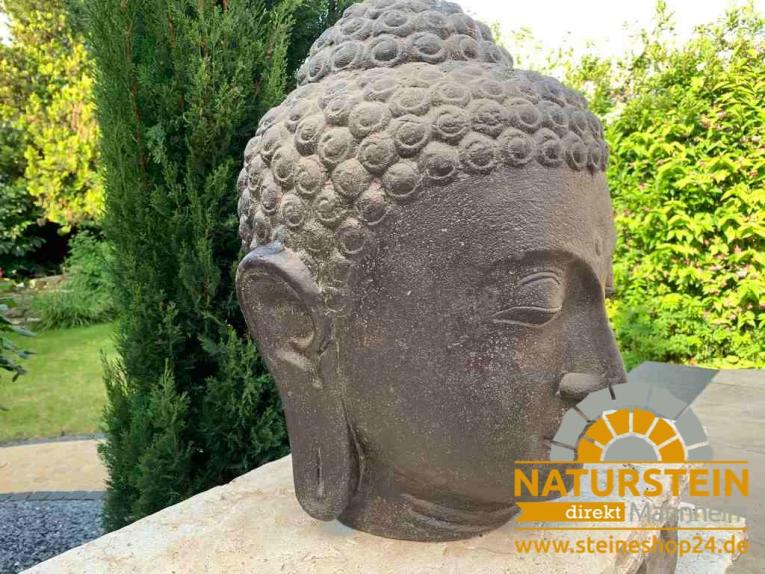 Buddha-Kopf (Steinguss) in den Größen 34, 50, 75, 100, 132 und 150cm