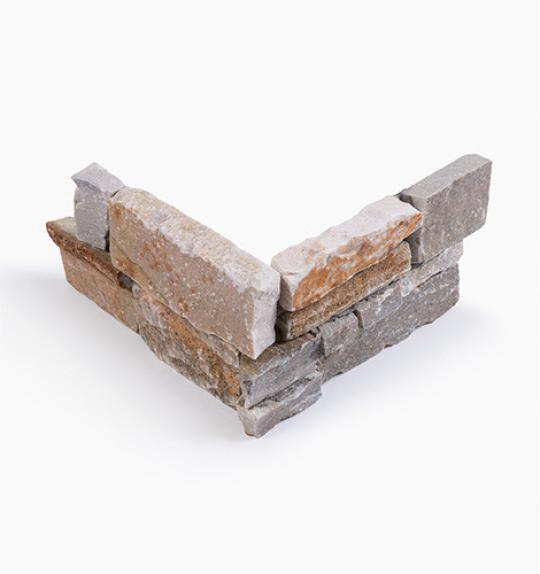 Verblendsteine Quarzit "ANTIGUA ROX" -Eckteil- 25,5+25,5x15,2x2-4 cm